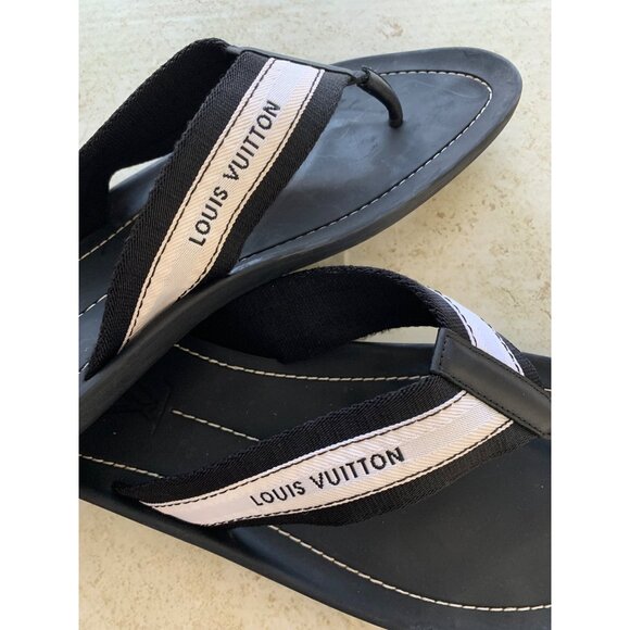Louis Vuitton Black & White Thong Sandals Size 13 - Picture 4 of 13